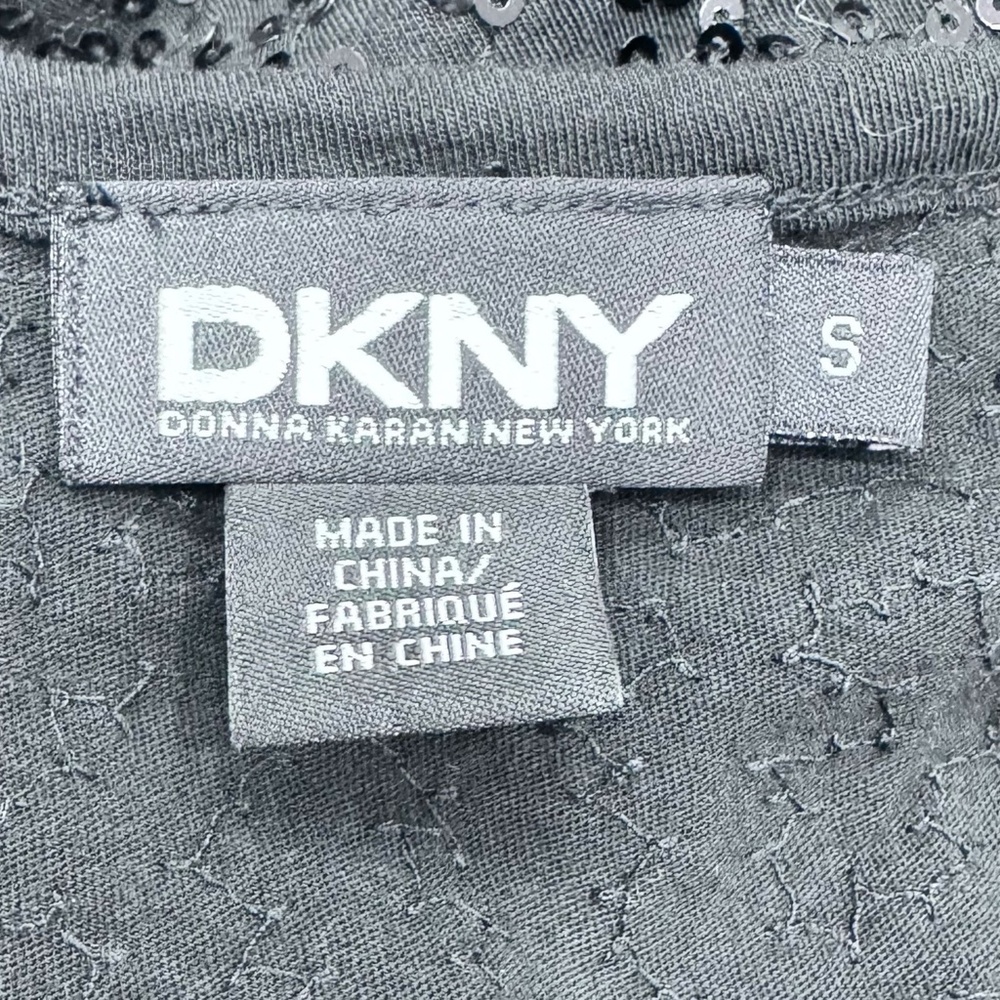 DKNY BLACK SEQUINS SCOOP NECK SLEEVELESS COTTON TOP - Picture 10 of 12